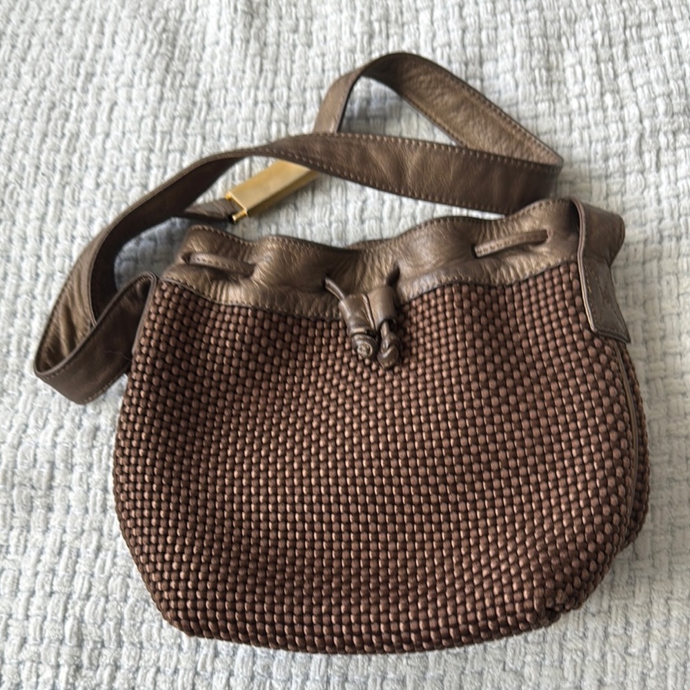 Elegant Brown Woven Leather Bag